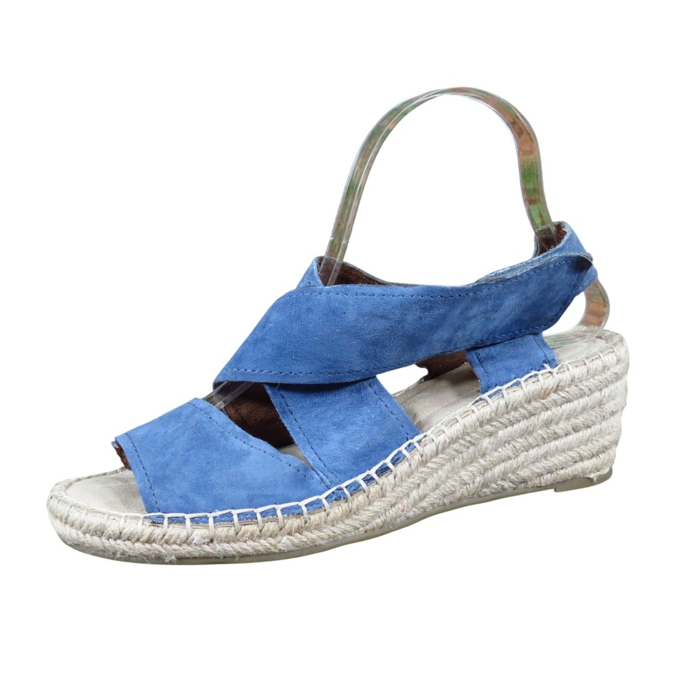 Rockport Cobb Hill Women‎ Espadrille Wedge Sandal 9 Summer Blue Suede Briar